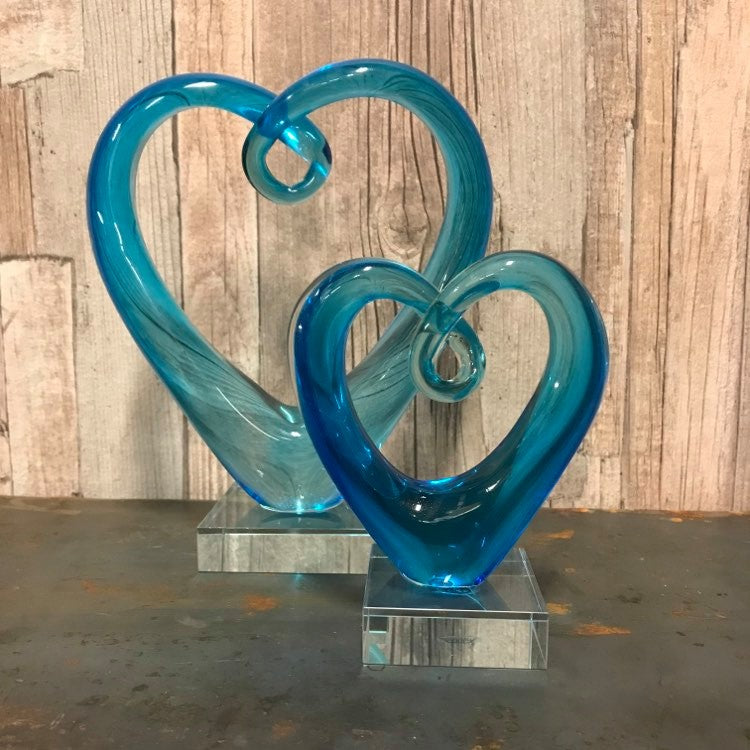 Glashjärta blått stort